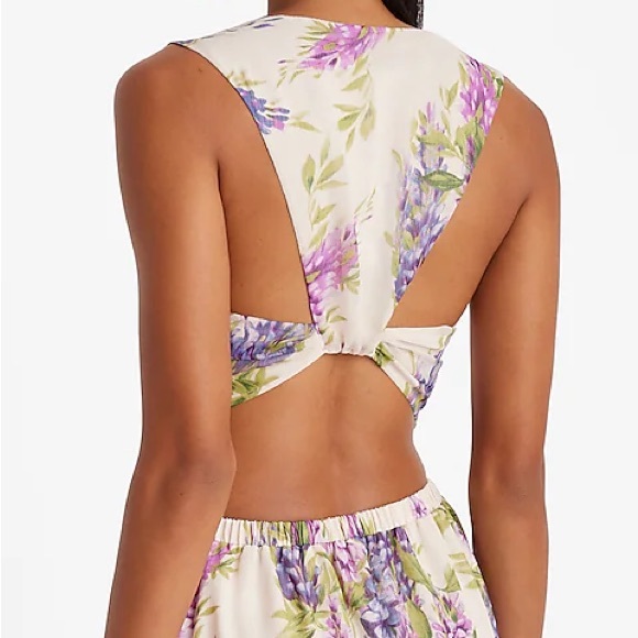 Express Floral V-Neck Sleeveless Cutout Open Back Maxi Dress NWT size XL - Picture 3 of 4